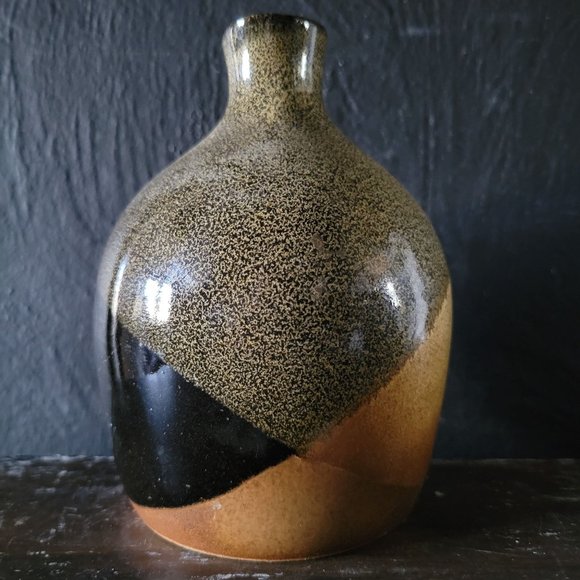 Vintage Mid Century Pottery Craft USA Stoneware Glaze Dipped Brown Bud Vase - Picture 1 of 7